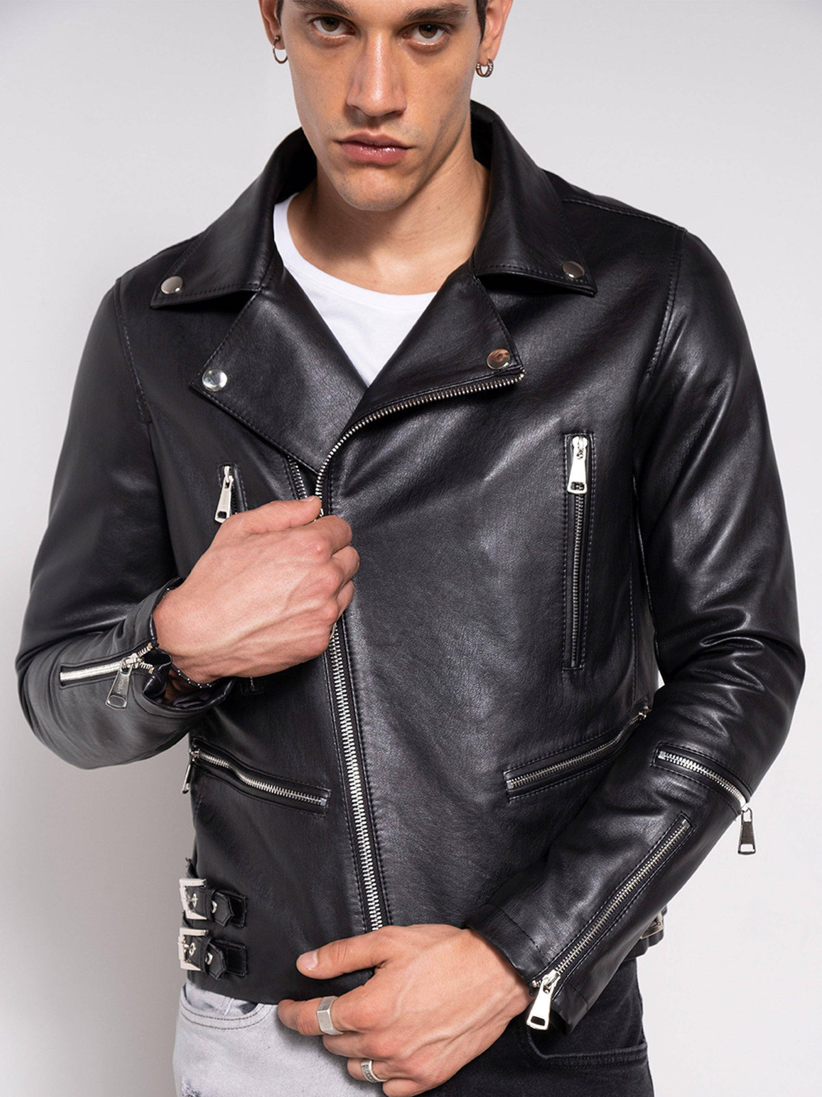 black leather jacket 4756