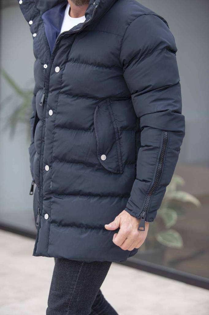 Zippered Long Down Jacket