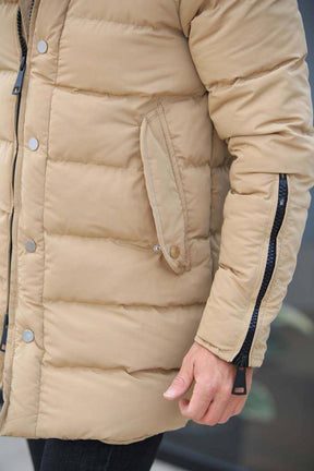 Zippered Long Down Jacket