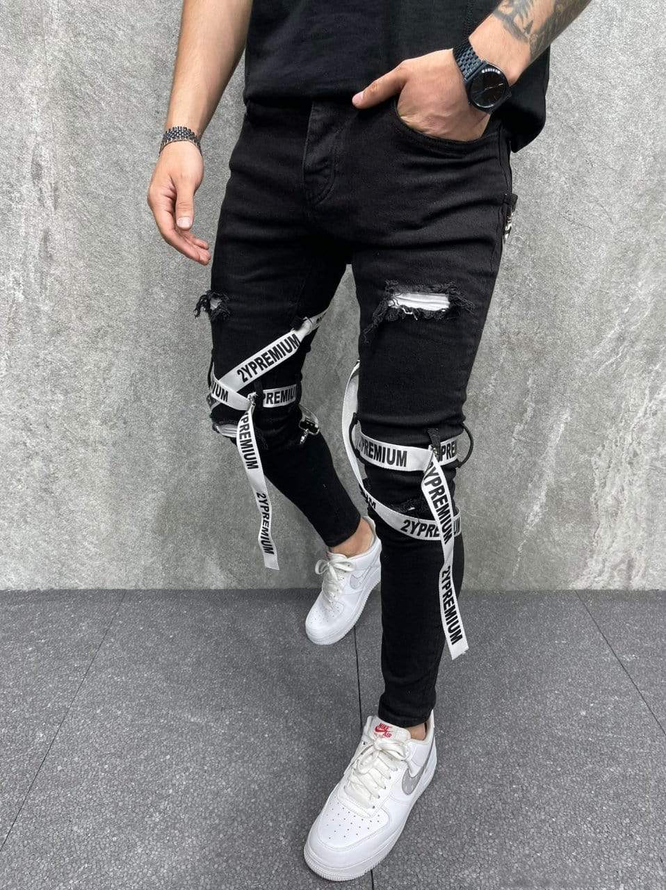 Premium Skinny Straps Jeans