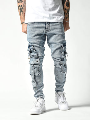 Stonewashed Cargo Jeans - Manchinni®