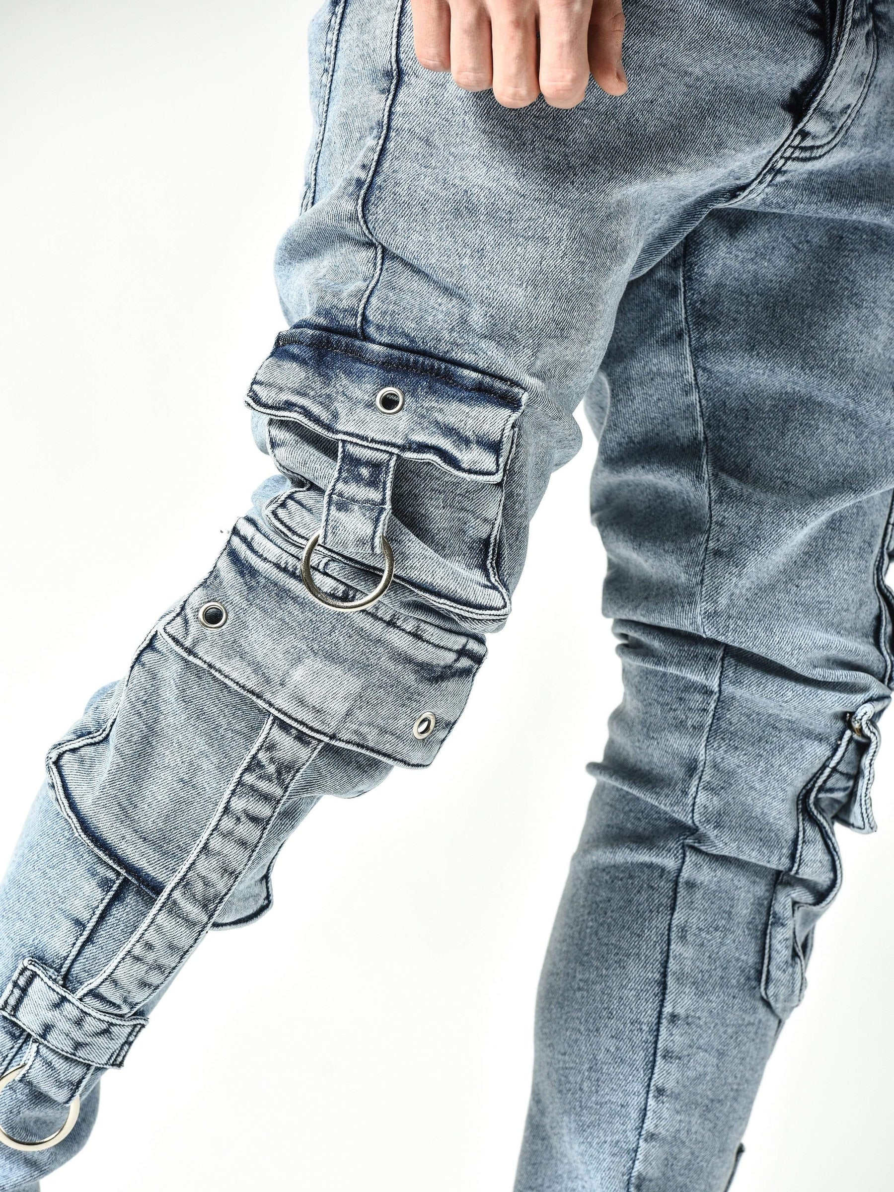 Stonewashed Cargo Jeans - Manchinni®