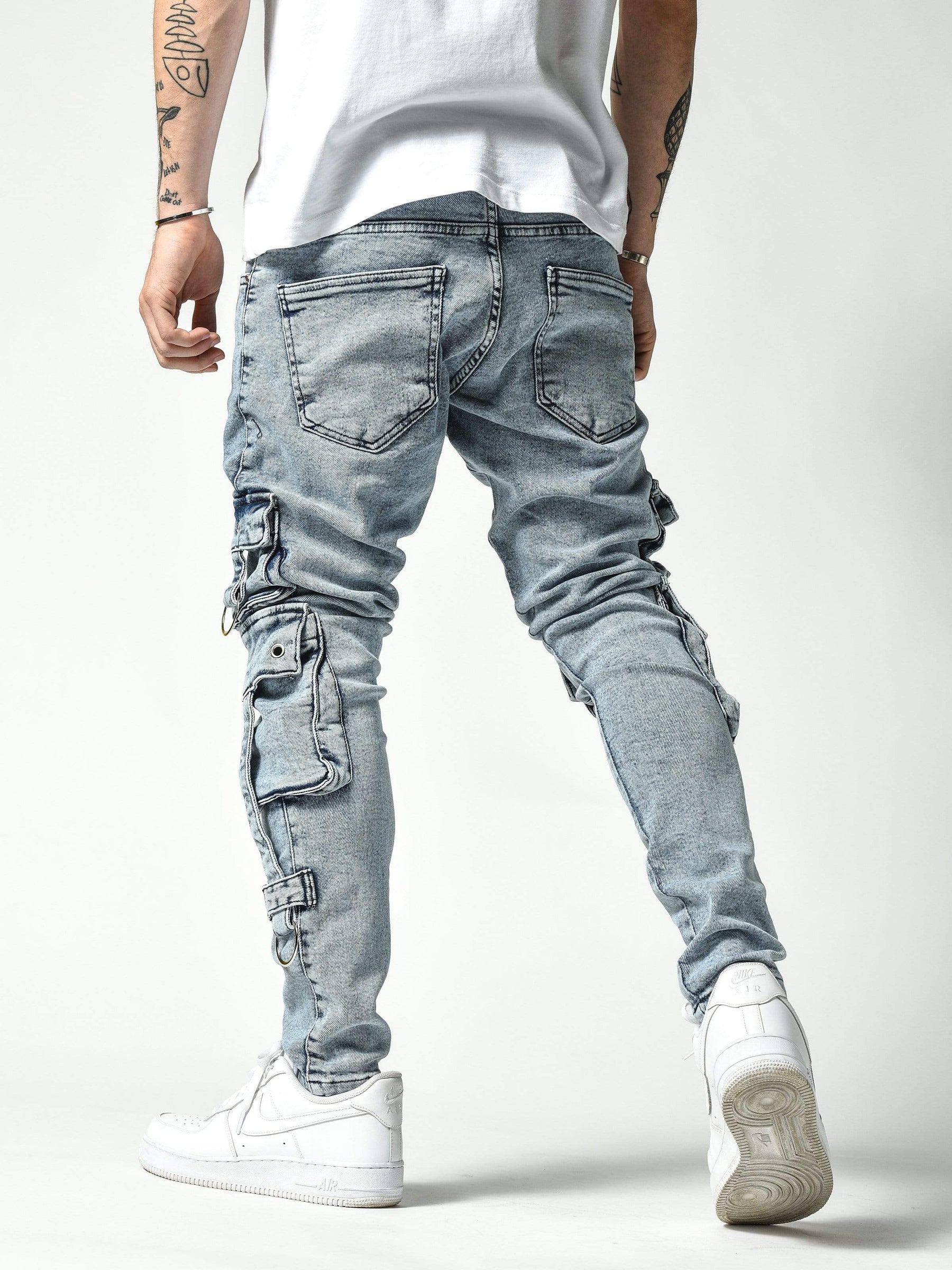 Stonewashed Cargo Jeans - Manchinni®