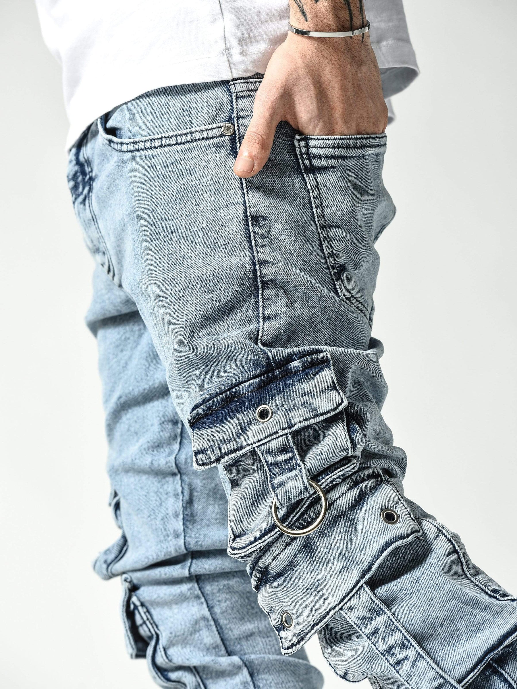 Stonewashed Cargo Jeans - Manchinni®