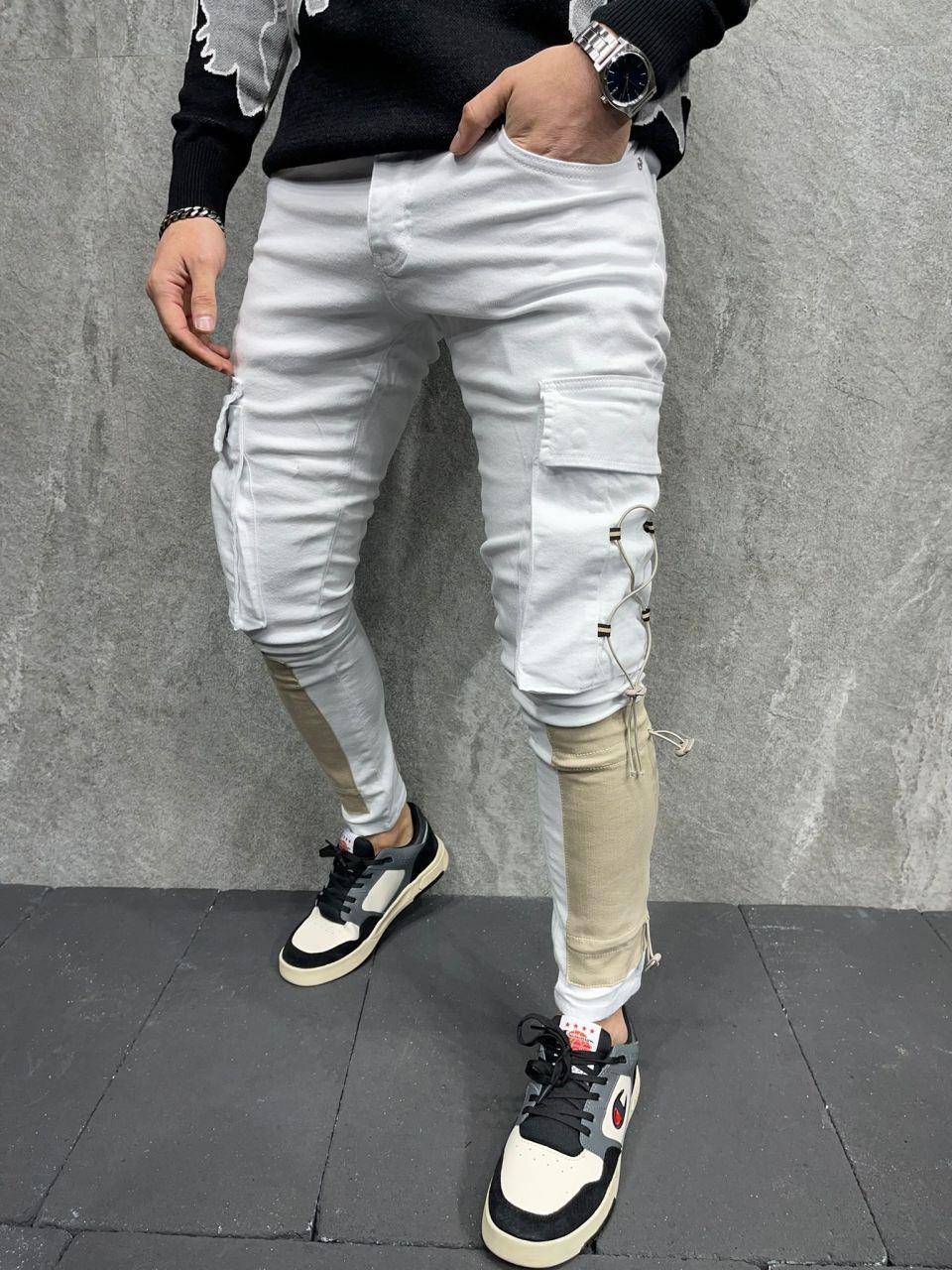 Patched Design Cargo Jeans