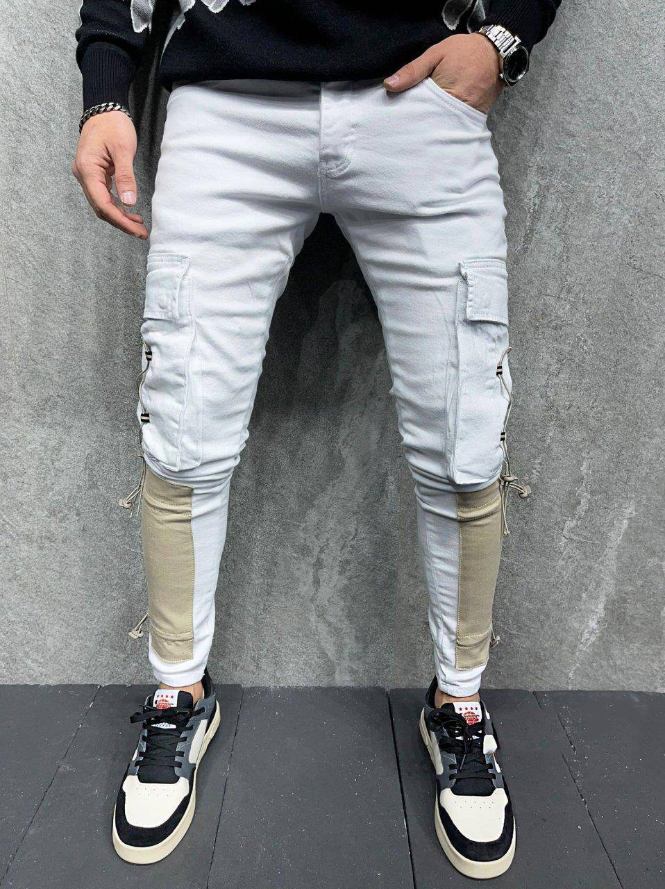 Patched Design Cargo Jeans