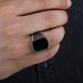 Silver Ring with Black Onyx Stone