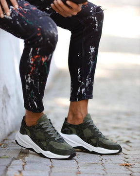 Camouflage Leather Khaki Sneakers