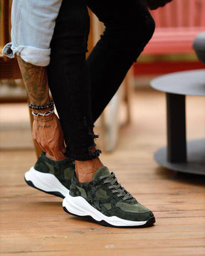 Camouflage Leather Khaki Sneakers