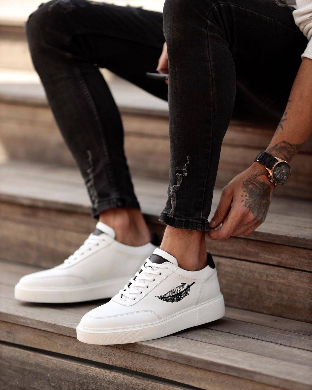 Casual Printed Leather Sneakers