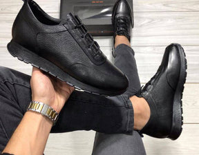 Lace - up Stylish Leather Sneakers