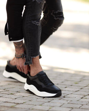 High Sole Leather Sneakers