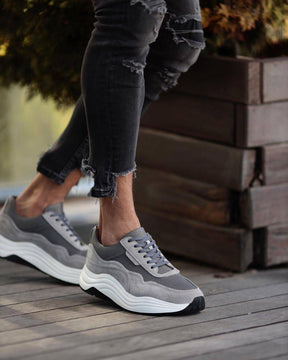 High Sole Leather Sneakers