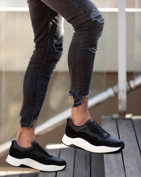 High Sole Leather Sneakers