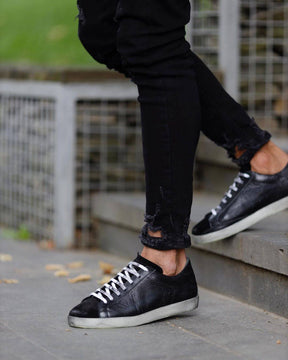 Premium Leather Lace-up Sneakers