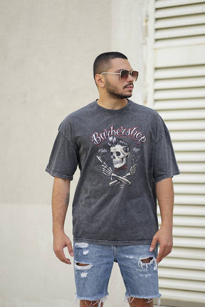 Gray Barbershop Oversize T-Shirt