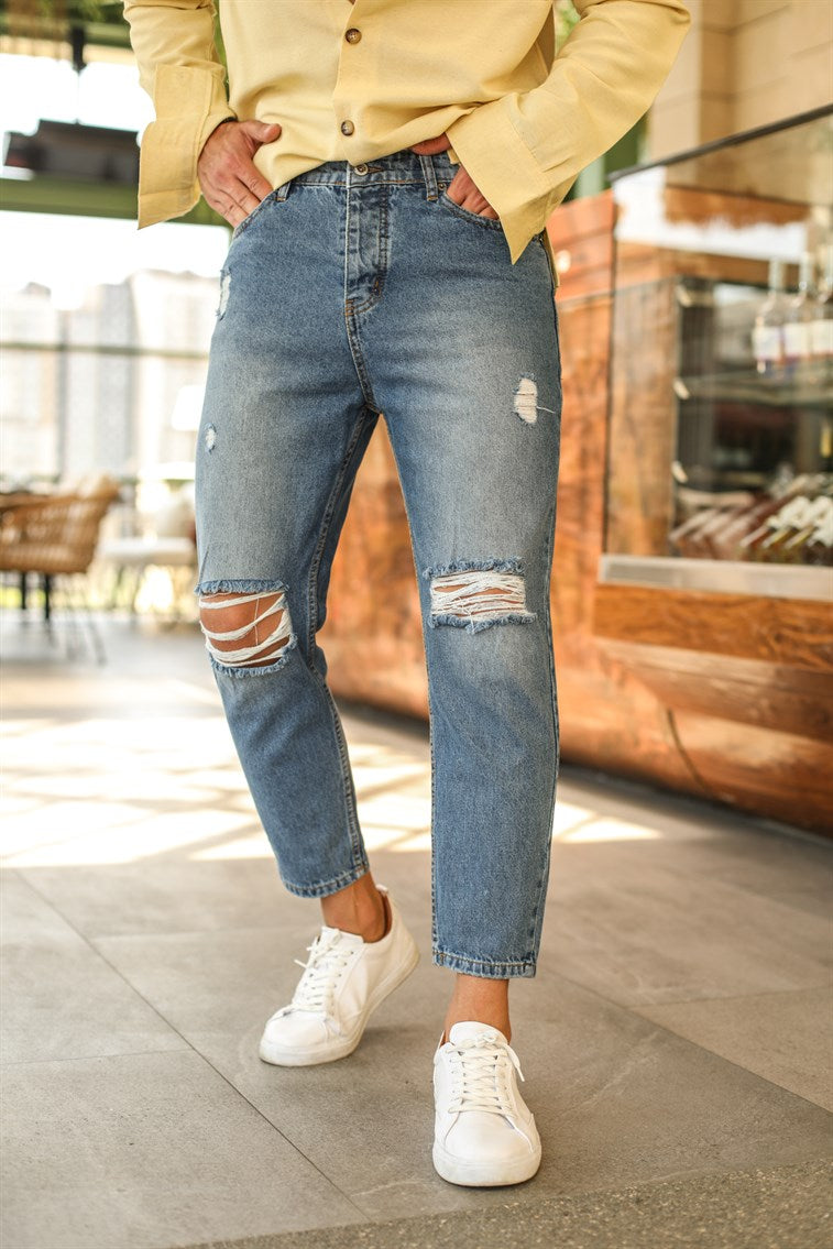 CASUAL RIPPED DENIM JEANS