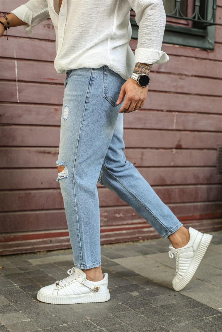 CASUAL RIPPED DENIM JEANS