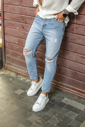 CASUAL RIPPED DENIM JEANS