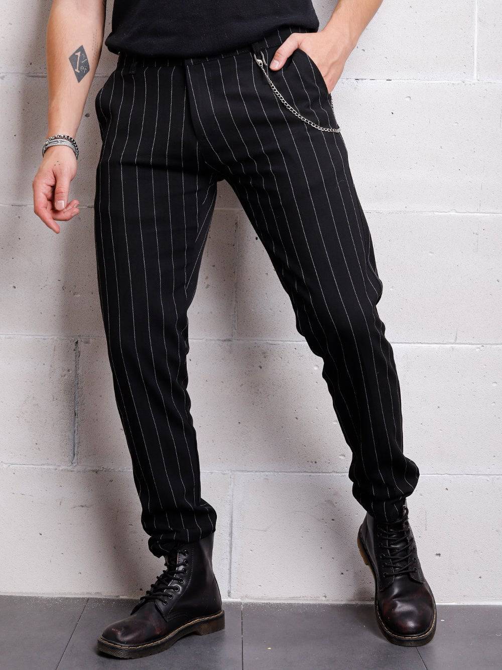 STRIPED GENTLE PANTS // BLACK