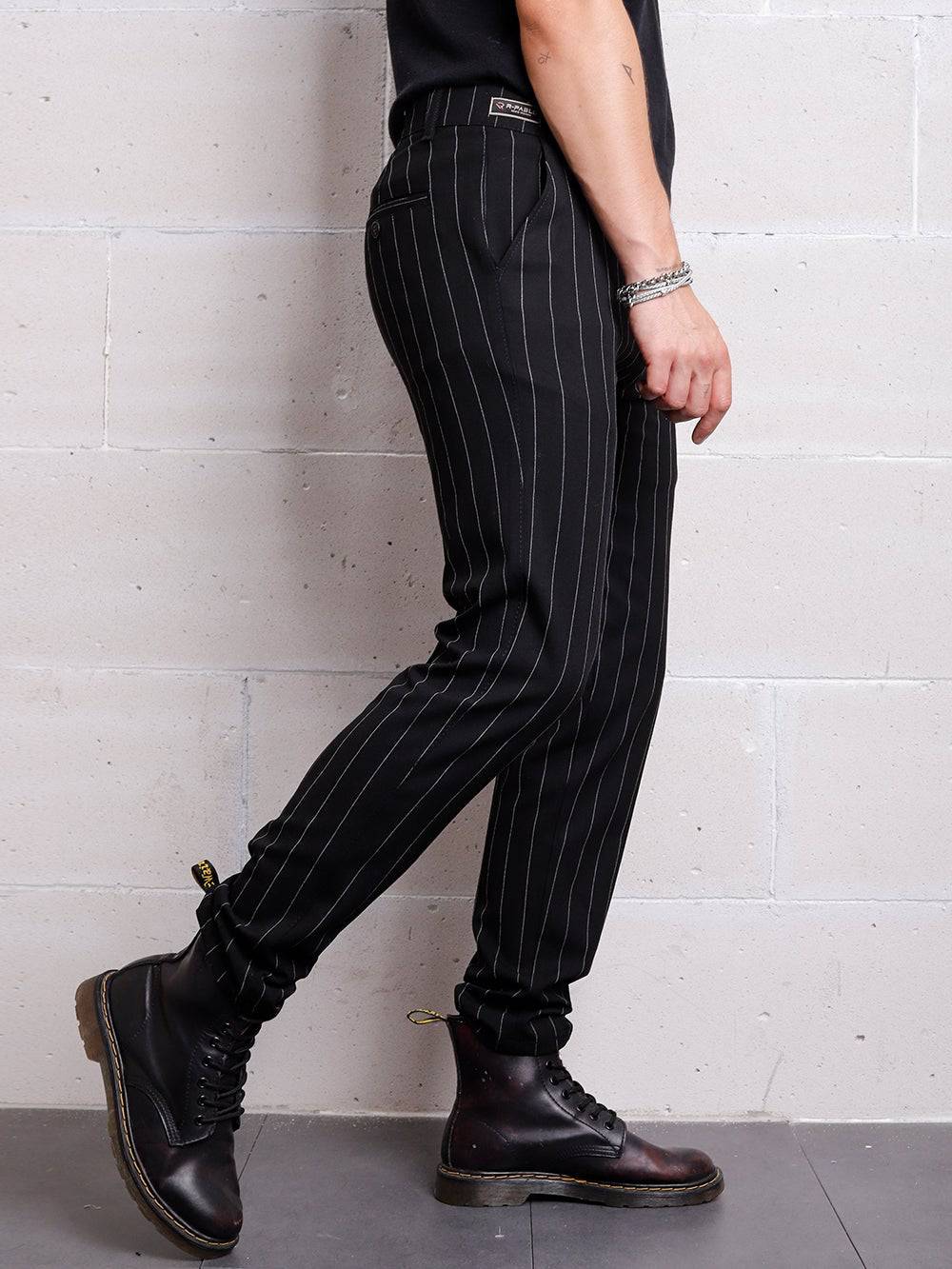 STRIPED GENTLE PANTS // BLACK