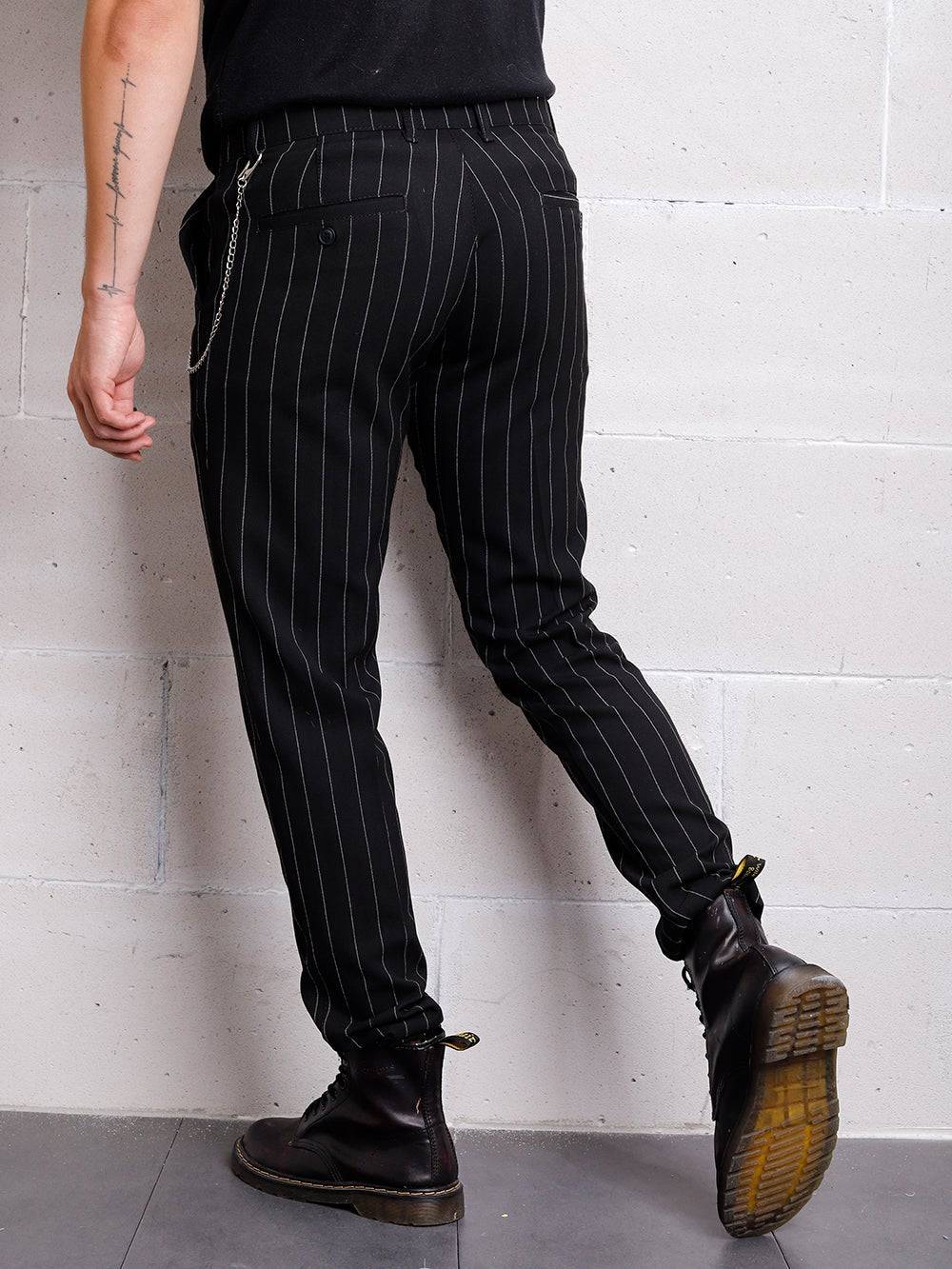 STRIPED GENTLE PANTS // BLACK