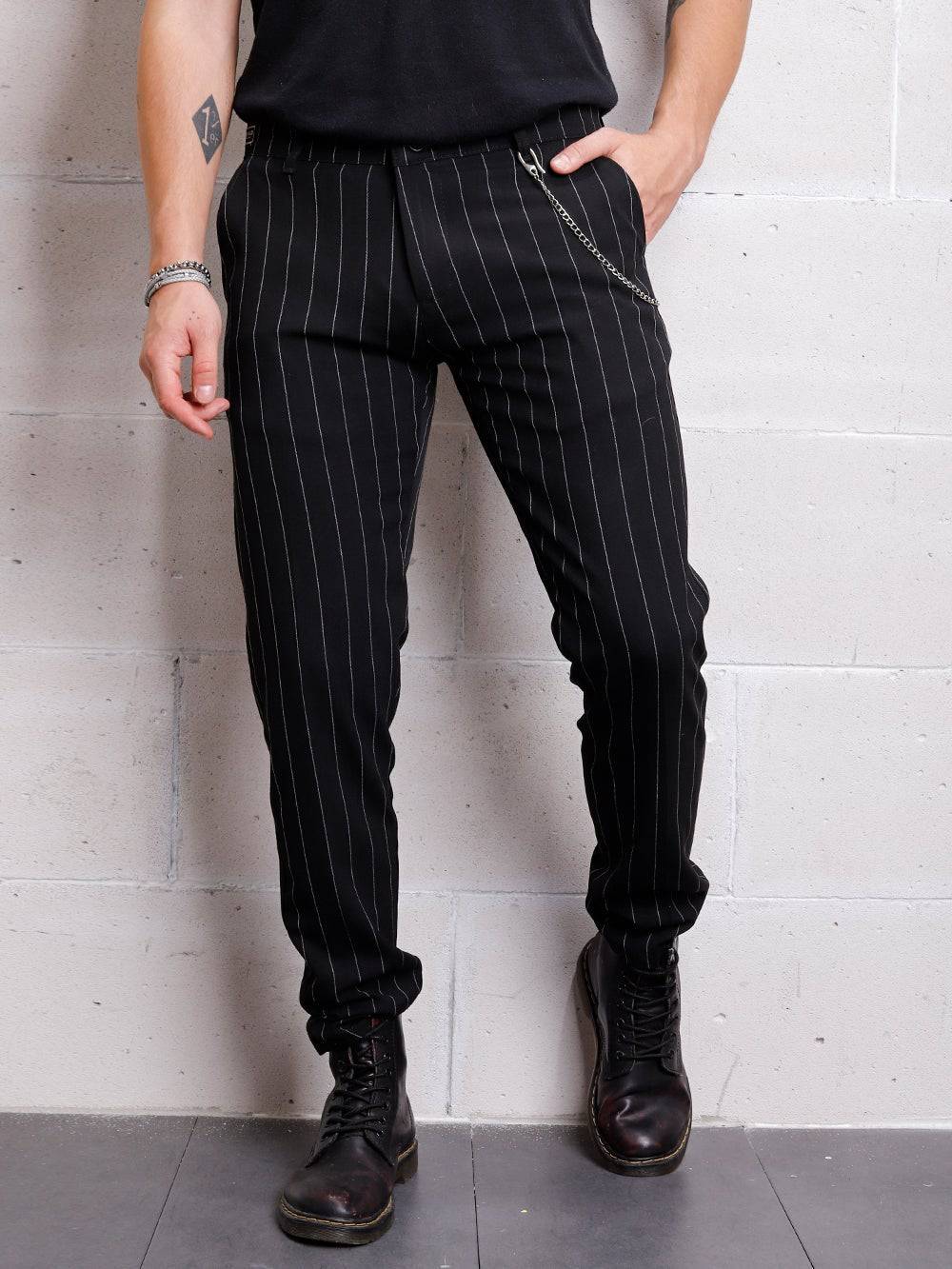 STRIPED GENTLE PANTS // BLACK