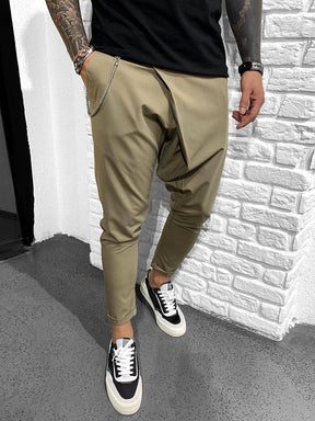 ASSYMMETRIC ROLL UP PANTS - MINK - Manchinni®