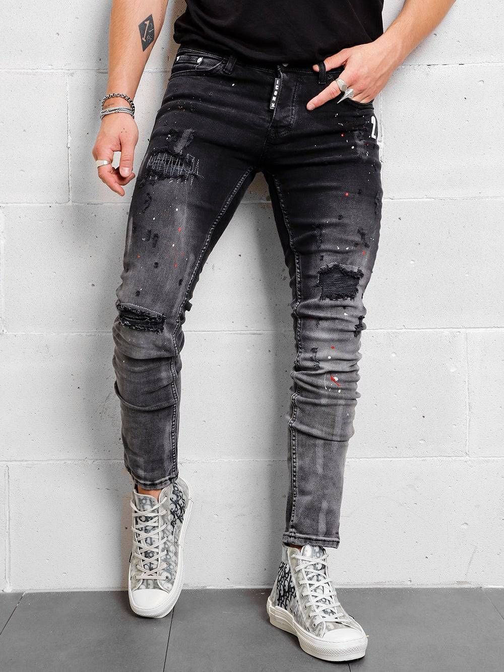 BLACK SHADES DISTRESSED DENIM