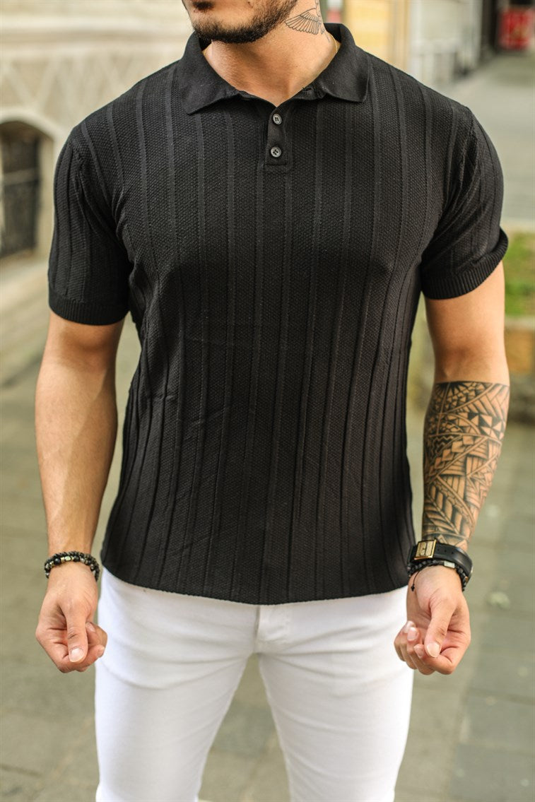 Knitwear Collar Buttons T-Shirt